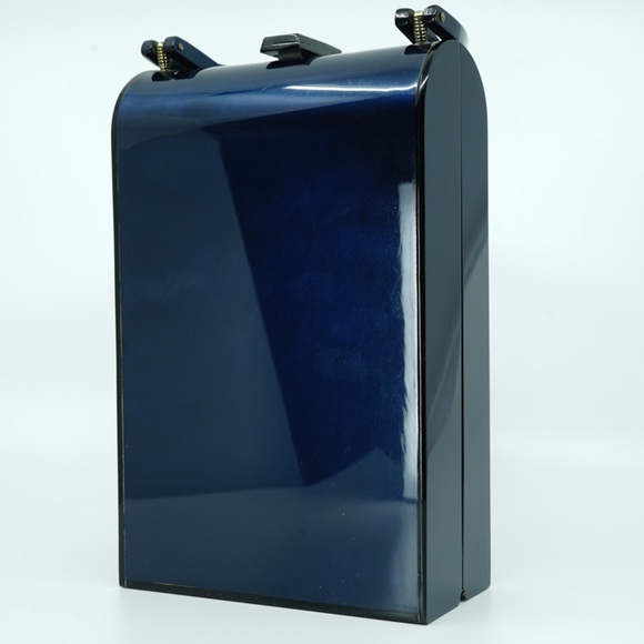 1950s WILARDY Vintage Navy Lucite Bar Clasp Purse - Picture 13 of 16